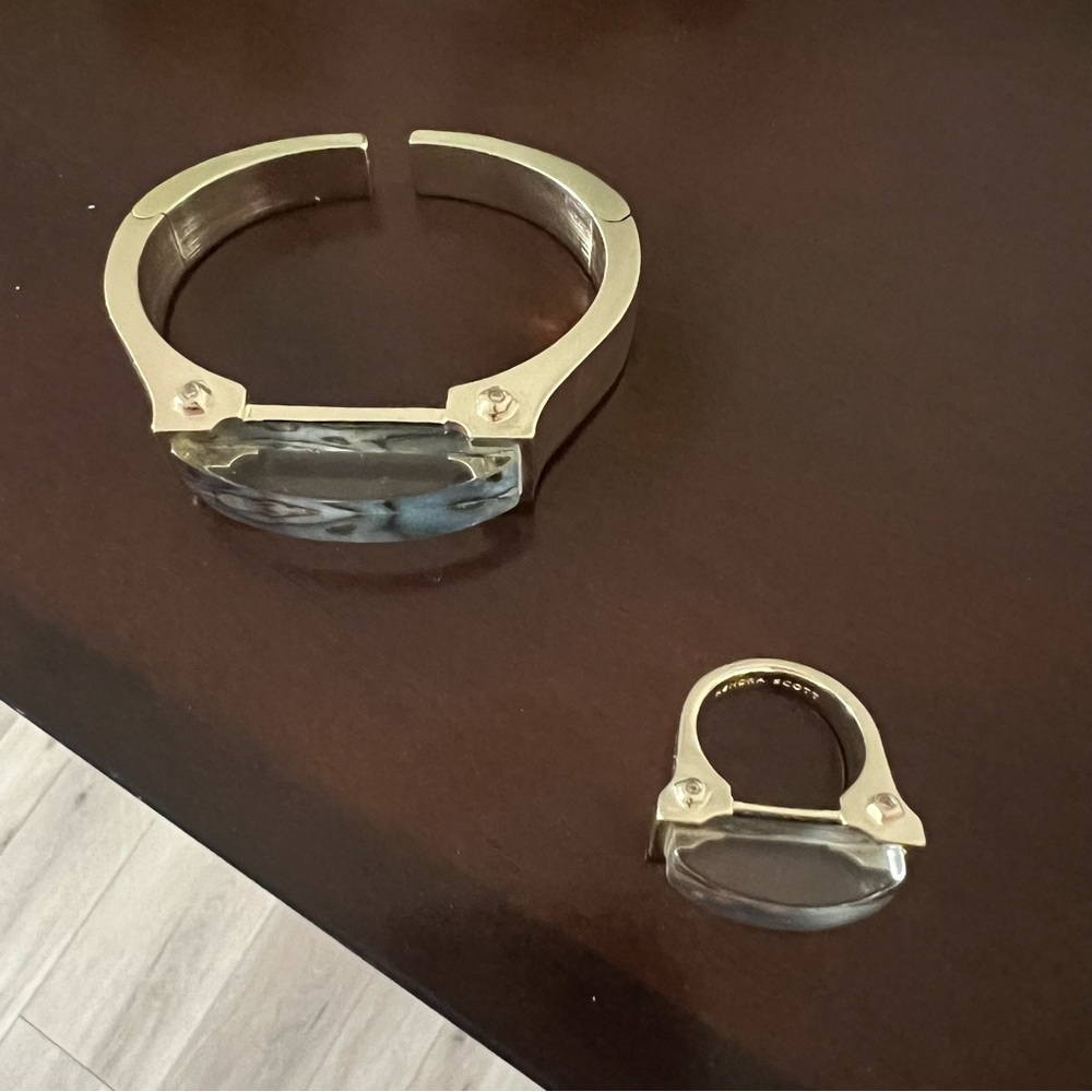 Sterling Silver Abalone Inlay Cuff Bracelet - Blue Green - Picture 7 of 7